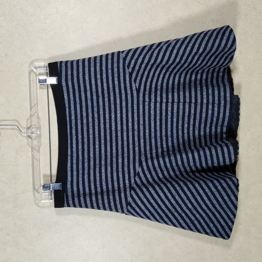 7077 J. Crew navy striped wool blend skirt with ruffly hem 6